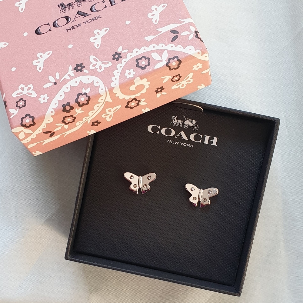 Coach Silver Butterfly Stud Earrings